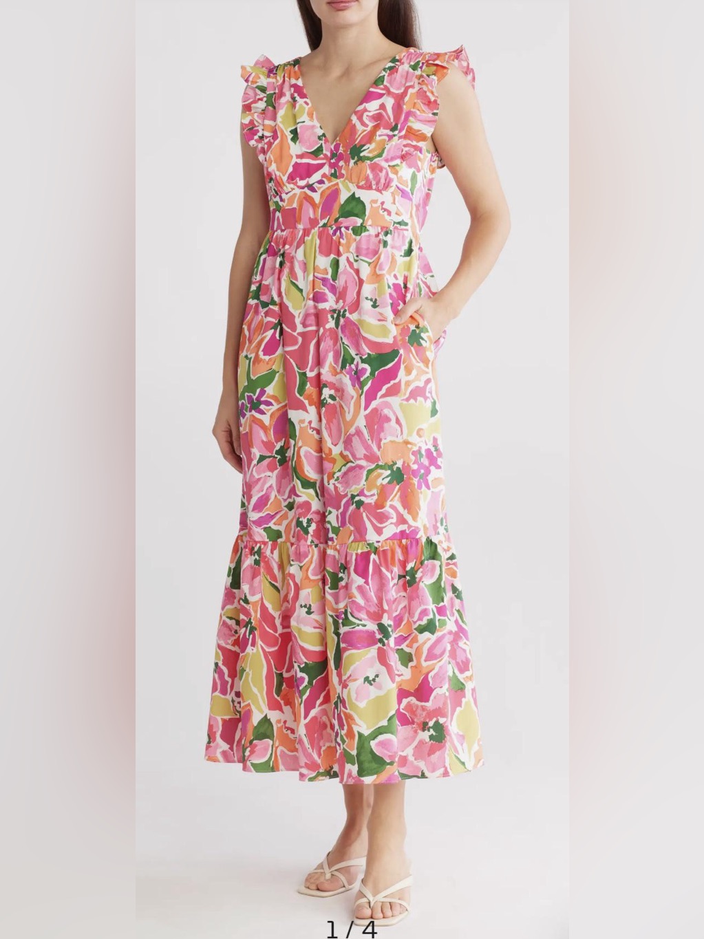 Maggy London Floral Maxi Dress Size 10 Beach Wedding Guest Vacation Garden Party